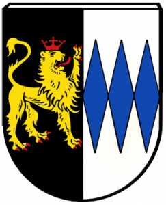 Wappen Winden mit goldenem Löwe und Rauten blau