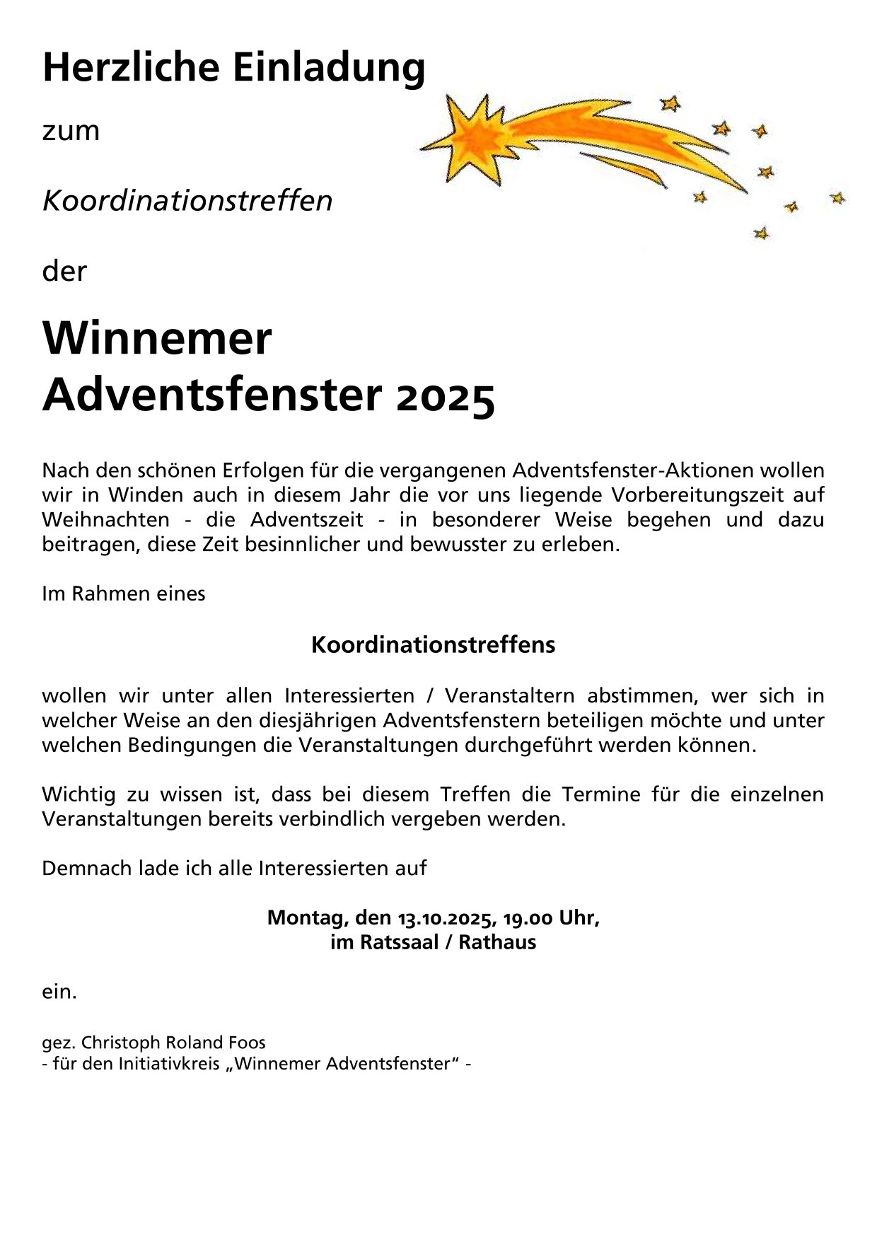Einladung Adventsfenster 2025