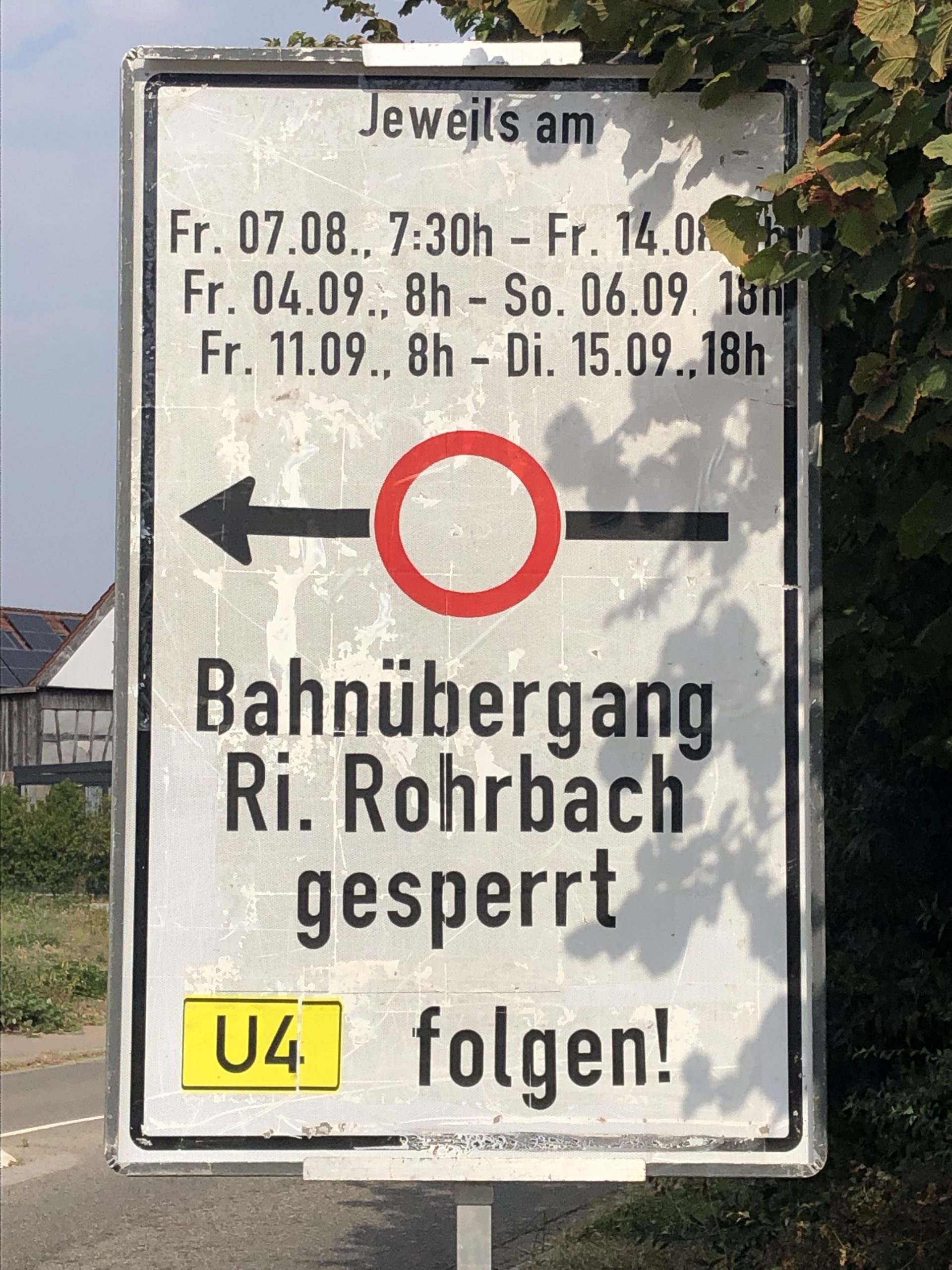 Sperrung Bahnübergang Rohrbach
